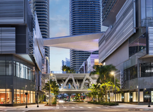 Modern shops and towers at Brickell City Centre